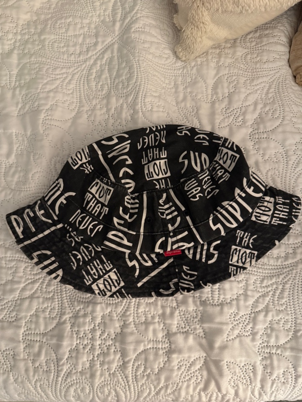 Supreme Black Logo Bucket Hat